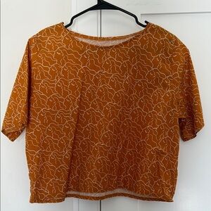 Women's Orange Patterned Top